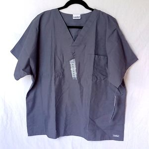Landau Essentials Unisex Nurse Top 1 pocket V-Neck Scrub Top Size XL Gray